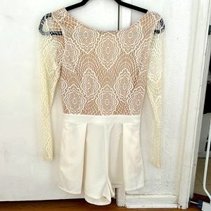 Tobi lace white romper.  Perfect for a bachelorette party or shower